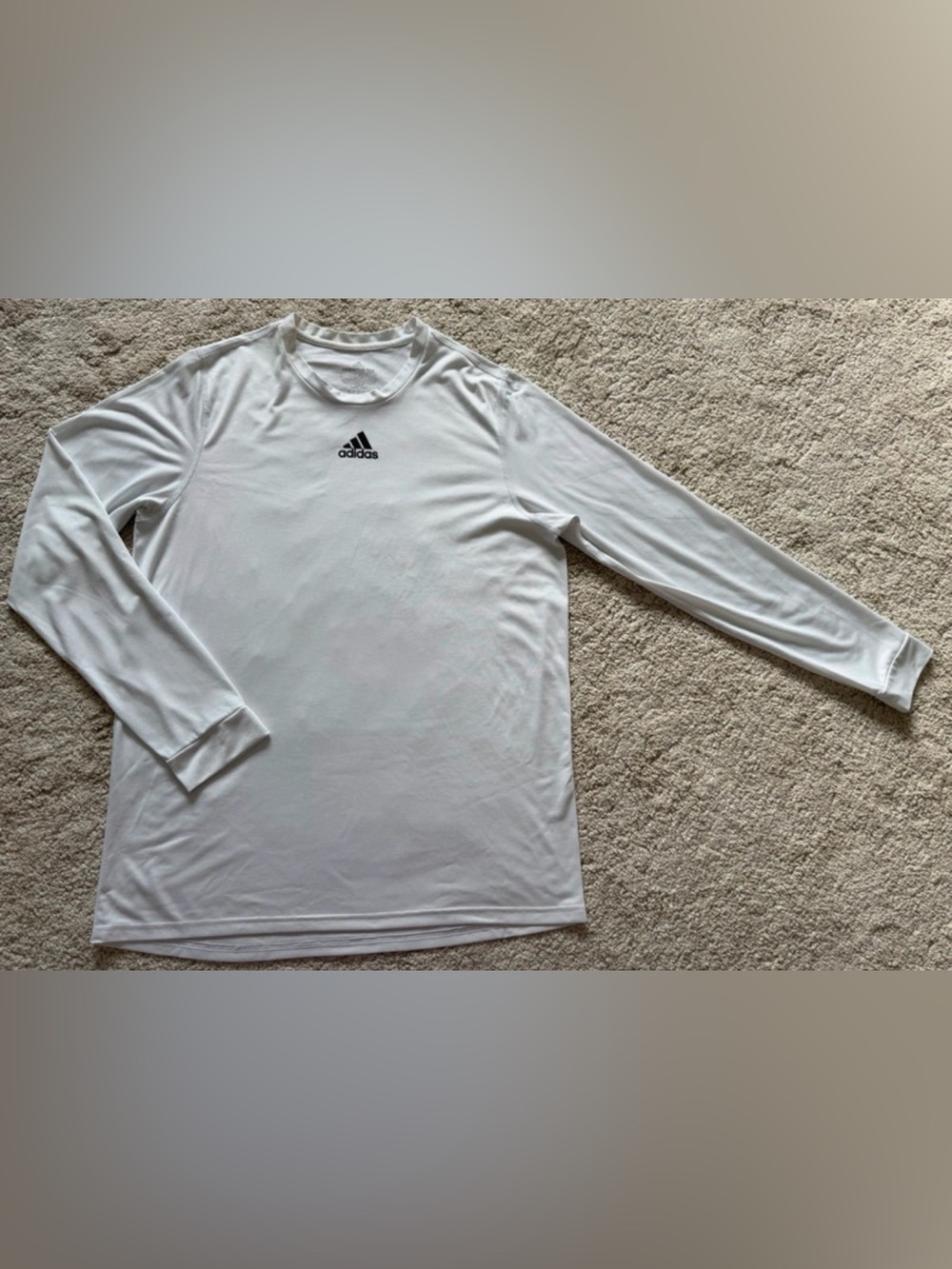 adidas White Long Sleeve Crew Neck Performance Tee